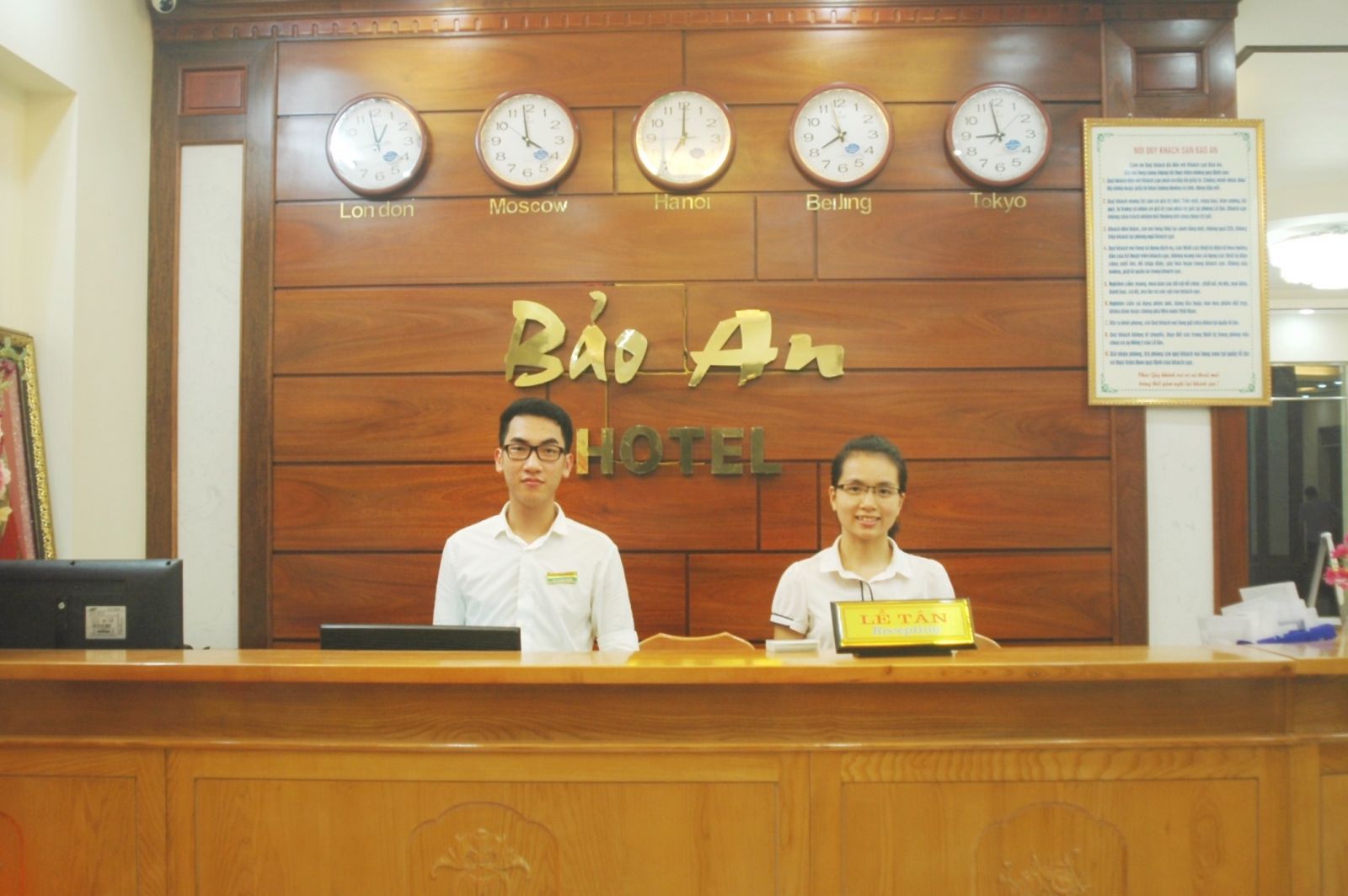 khu vực lễ tân khách sạn Bảo An